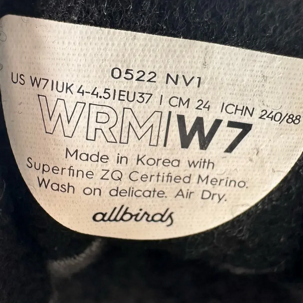 Allbirds Womens Merino Wool Runners US 7 Black Everyday Sneakers Running Shoes